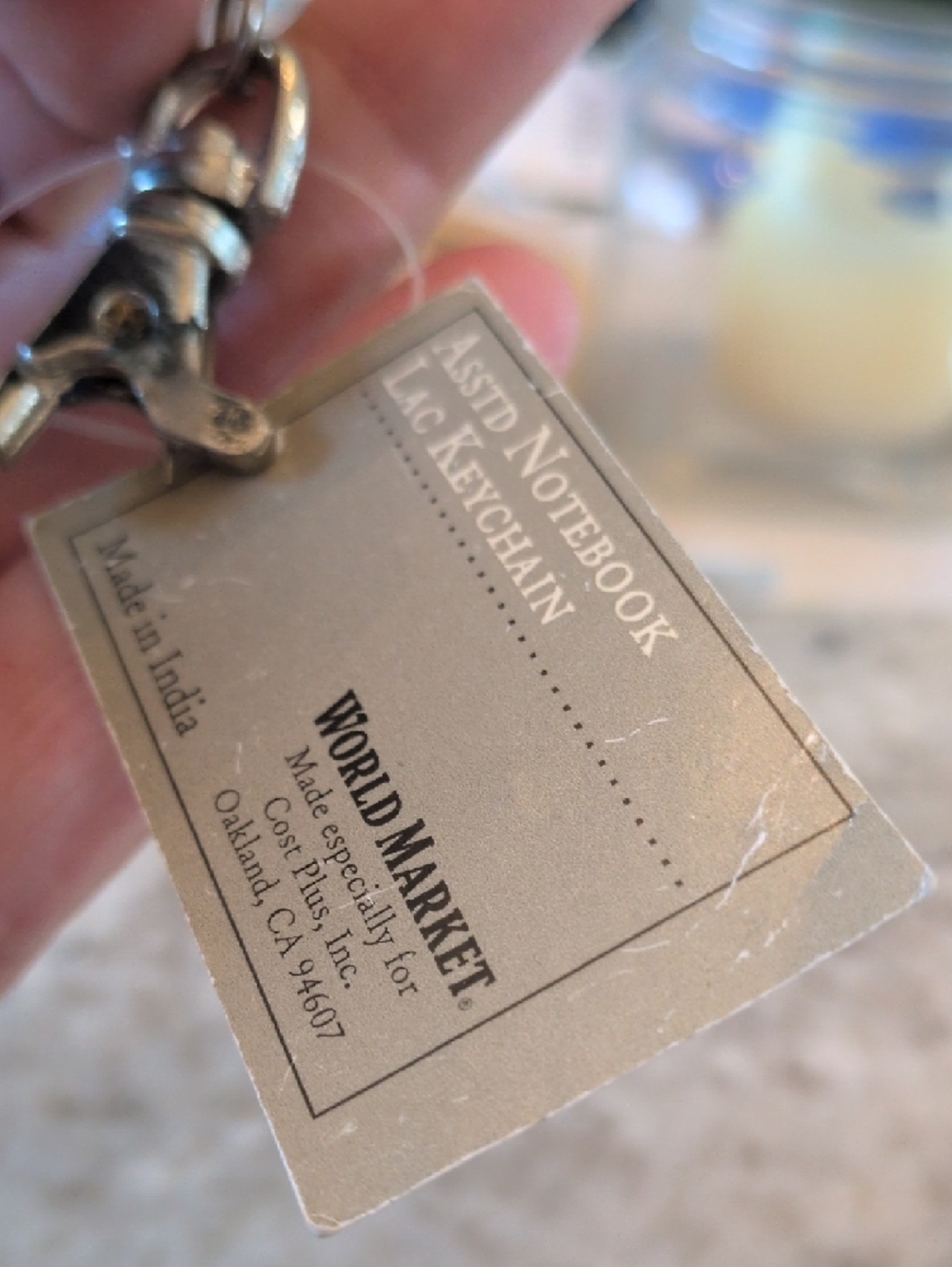 Embellished Mirror Tile Square Keychain - Silver and Black - Picture 5 of 7